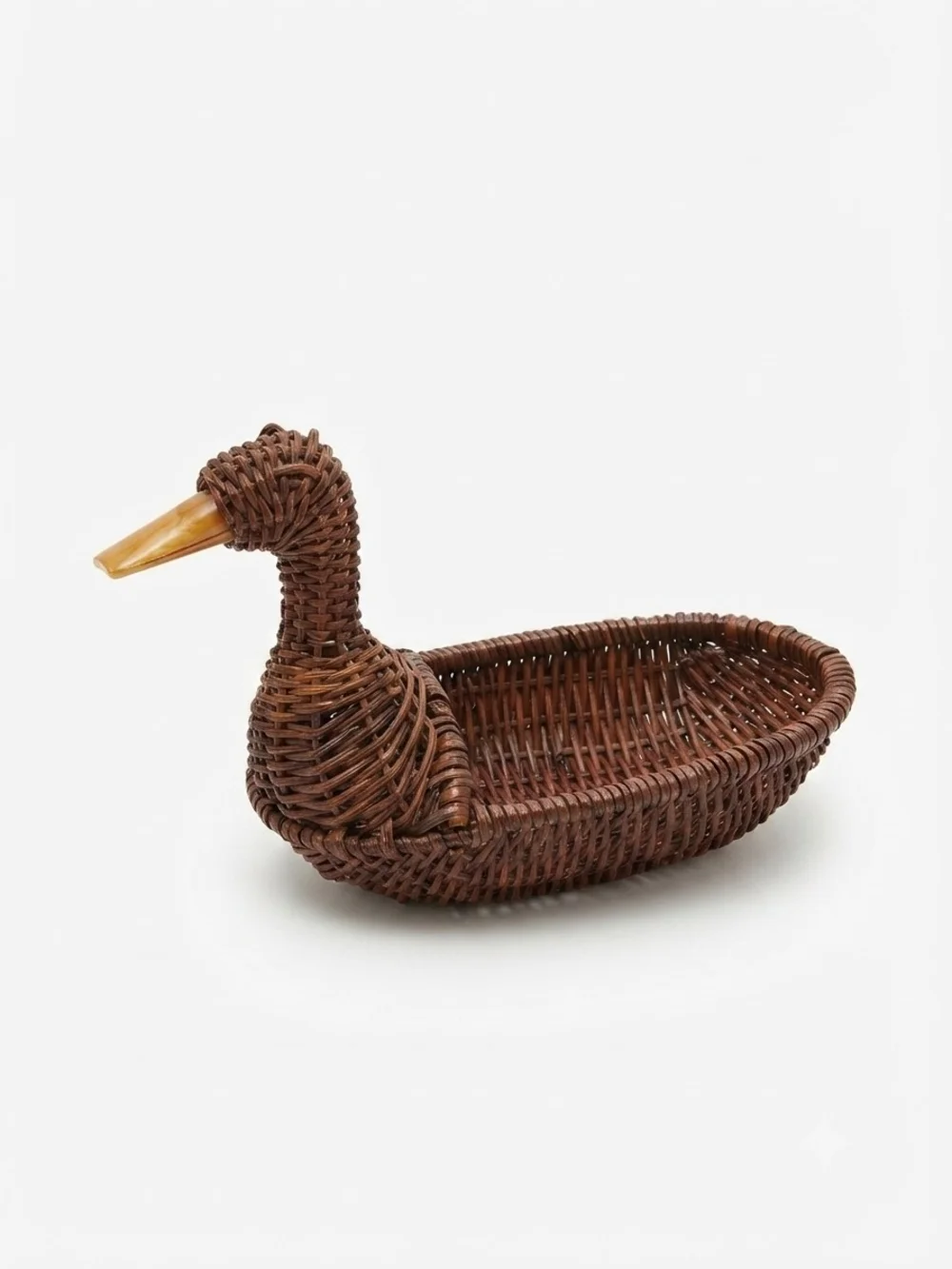 Woven Duck Trinket Basket - Brown